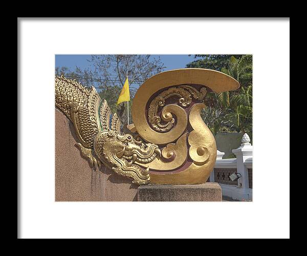 Scenic Framed Print featuring the photograph Wat Chedi Liem Phra Ubosot Makara and Stylized Naga DTHCM0838 by Gerry Gantt