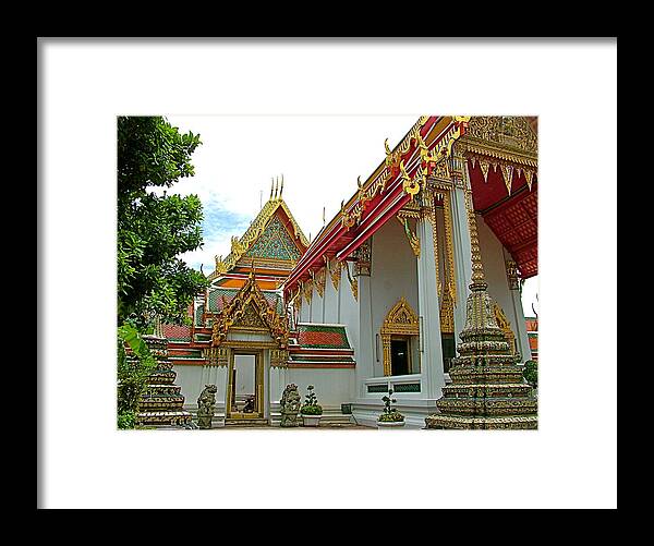 Wat Po In Bangkok Framed Print featuring the photograph Wat Po in Bangkok-Thailand by Ruth Hager