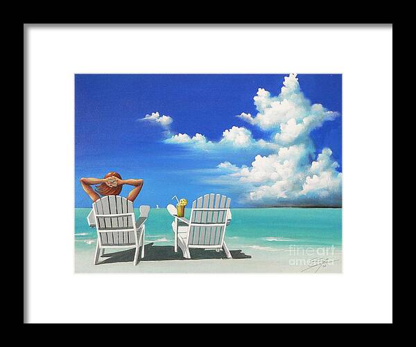 Beach Framed Print featuring the painting Watching Clouds by Artificium -
