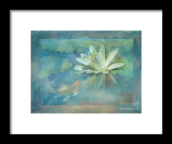 White Lily Framed Print featuring the photograph Water Lily with Friend by Marilyn Cornwell