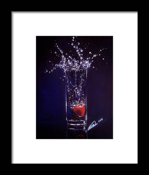 Water Framed Print featuring the painting Water Splash reflection by Alban Dizdari