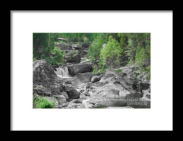 Natural Framed Print featuring the photograph Water stream with rocks by Amanda Mohler