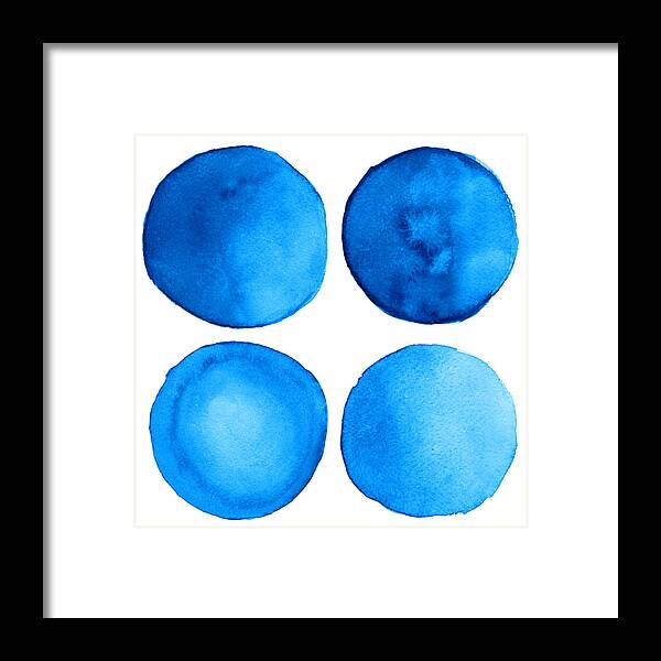 Art Framed Print featuring the digital art Watercolor Blue Grunge Circle by Color brush