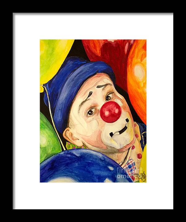 Sean Carlock Framed Print featuring the painting Watercolor Clown #5 Sean Carlock by Patty Vicknair