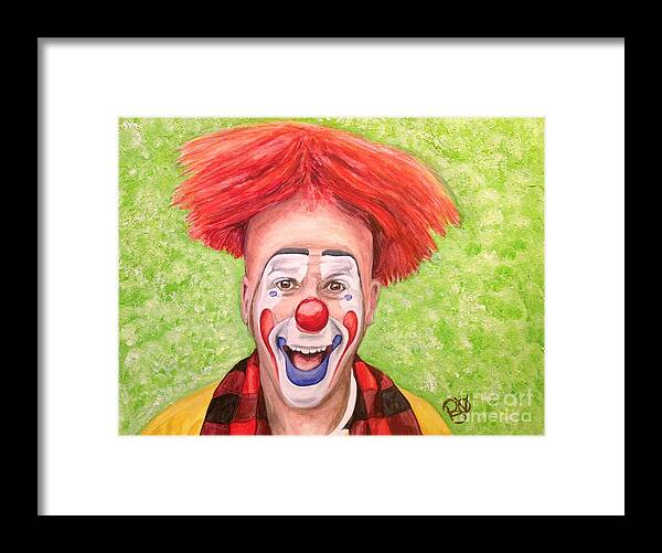 Steve Copeland Framed Print featuring the painting Watercolor Clown #8 Steve Copeland by Patty Vicknair