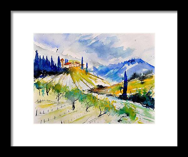 Landscape Framed Print featuring the painting Watercolor Toscana 317040 by Pol Ledent
