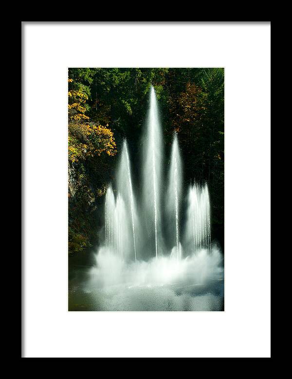 Photography Framed Print featuring the photograph Waterfall In A Garden, Butchart by Panoramic Images