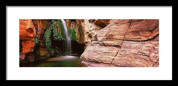 Photography Framed Print featuring the photograph Waterfall Rushing Through The Rocks by Panoramic Images