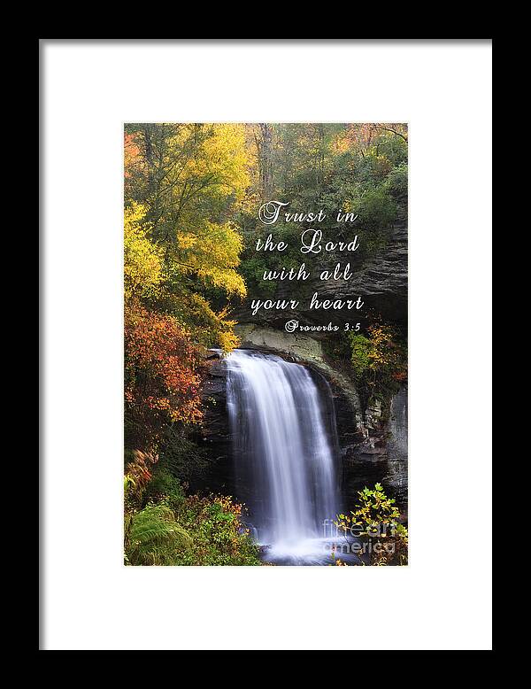 Looking Framed Print featuring the photograph Waterfall with Scripture by Jill Lang