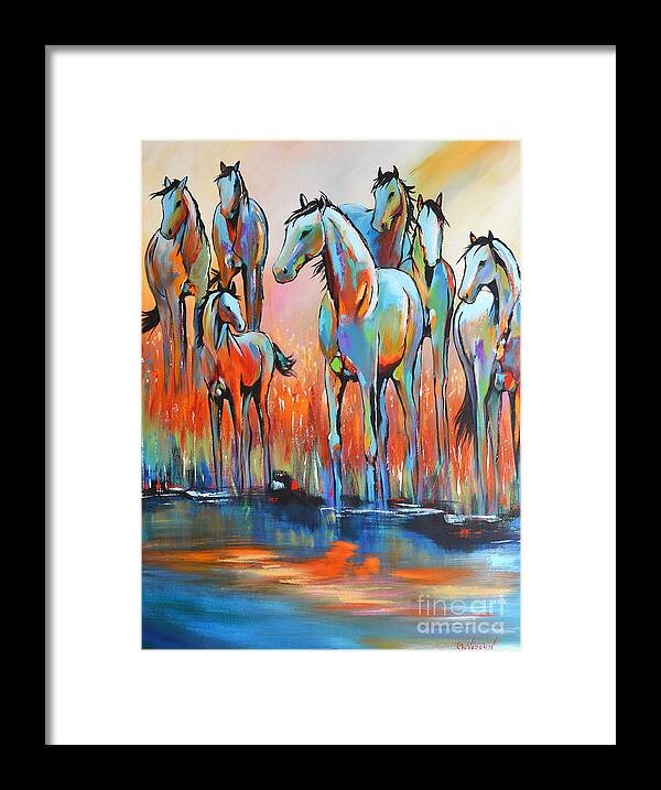 Horse Framed Print featuring the painting Watering Hole IV by Cher Devereaux
