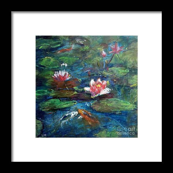 Waterlily In Water Framed Print featuring the painting Waterlily In Water by Jieming Wang