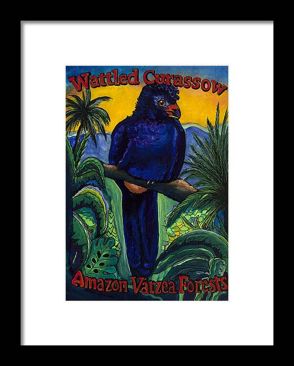 Wattled Carassow Framed Print featuring the painting Wattled Carassow by Dale Bernard