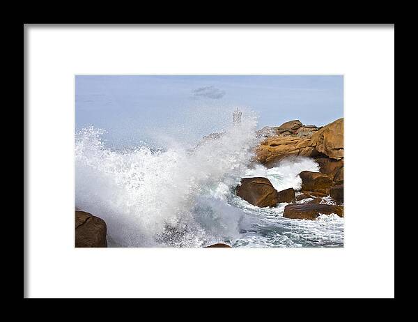 Europe Framed Print featuring the photograph Wave at High tide by Heiko Koehrer-Wagner