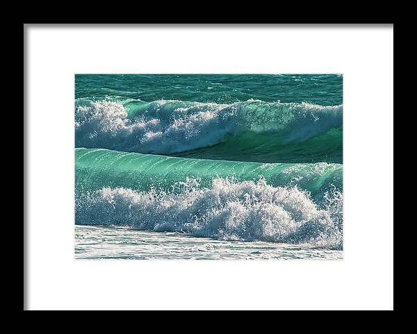 Water's Edge Framed Print featuring the photograph Waves In The Sea by Cirano83