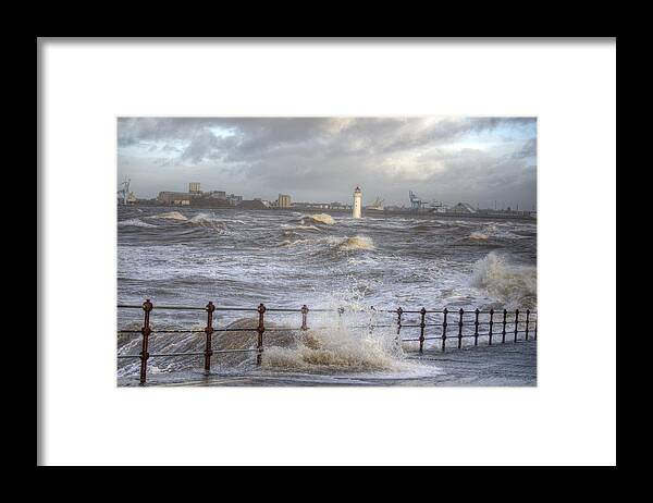 Lighthouse Framed Print featuring the photograph Waves On The Slipway by Spikey Mouse Photography