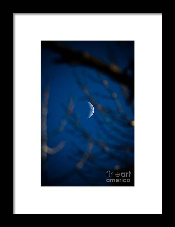 Moon Framed Print featuring the photograph Waxing Crescent Moon by Joel Loftus