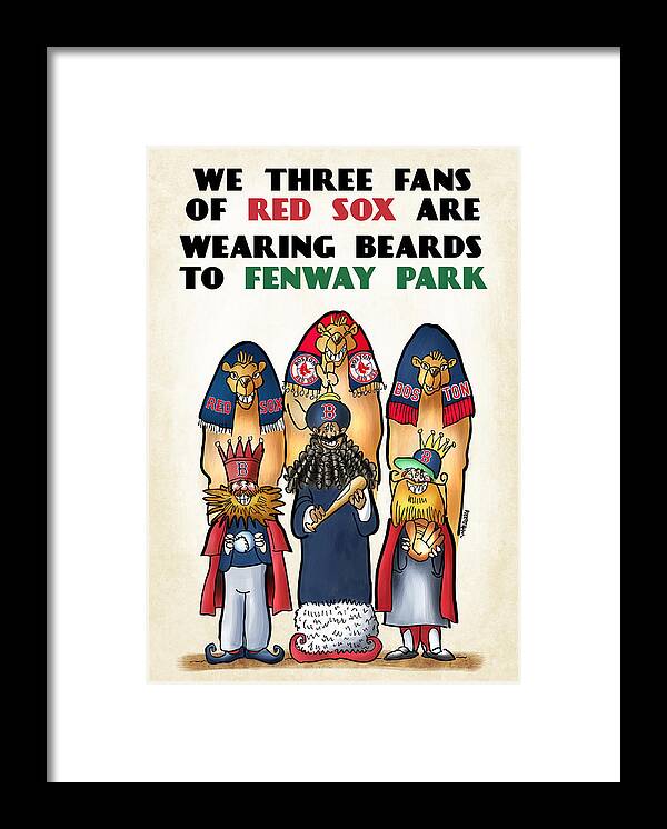 Magi Framed Print featuring the digital art We Three Red Sox Fans by Mark Armstrong