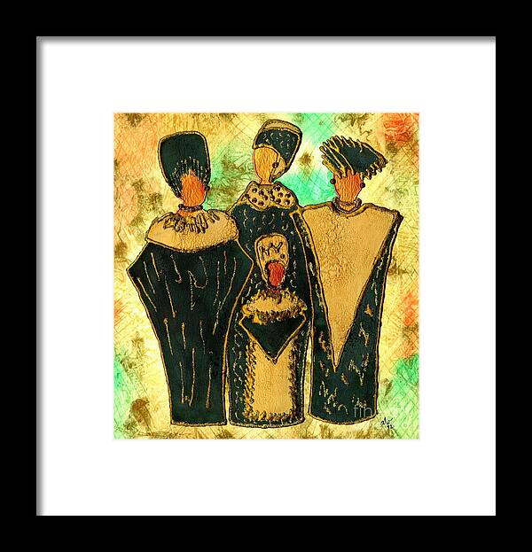Gretting Cards Framed Print featuring the painting We Women 4 - Suede Version by Angela L Walker