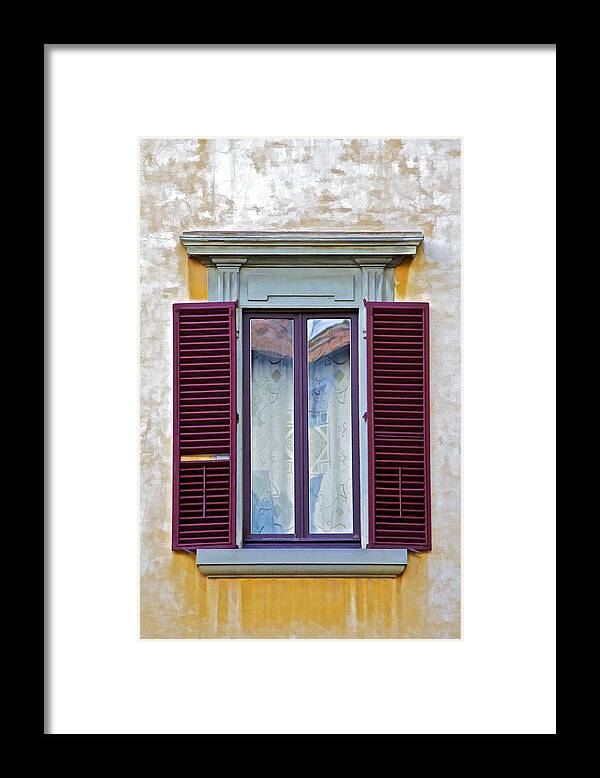 cassa Di Ridparmio Di Firenze Framed Print featuring the photograph Weathered Red Wood Window by David Letts