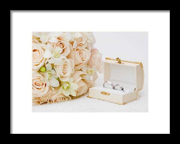 White Background Framed Print featuring the photograph Wedding rings by Ejla