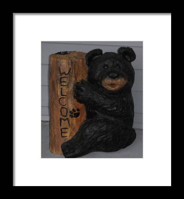 Welcome Framed Print featuring the photograph Welcome Bear by John Mathews