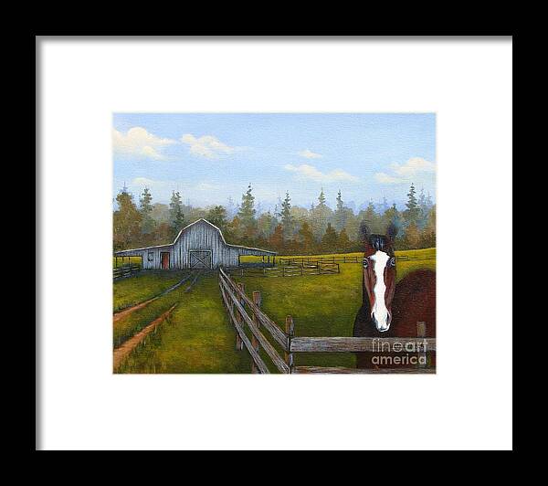 Landscape Framed Print featuring the painting Welcome Home by Jerry Walker