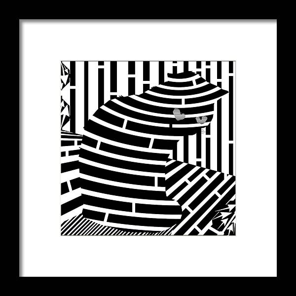Maze Framed Print featuring the drawing Welcome To The Cat Side Maze by Yonatan Frimer Maze Artist