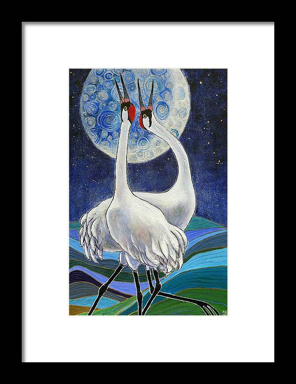 Whooping Cranes Framed Print featuring the painting Well It's a Marvelous Night by Ande Hall