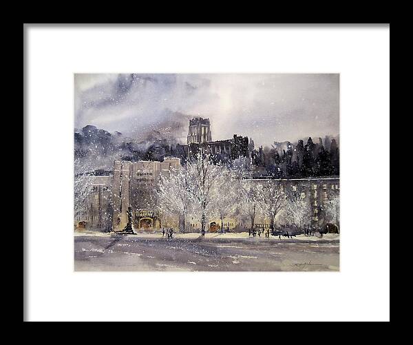 West Point Framed Print featuring the painting West Point Winter by Sandra Strohschein