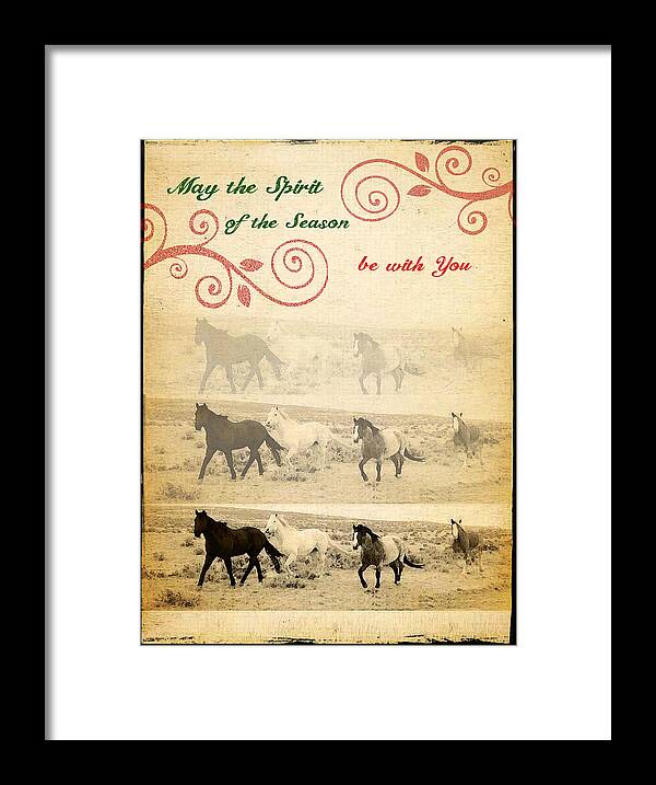 Western Framed Print featuring the mixed media Western Themed Christmas Card Wyoming Spirit by Amanda Smith