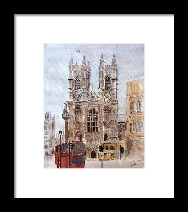 Architecture Framed Print featuring the painting Westminster Abbey by Henrieta Maneva