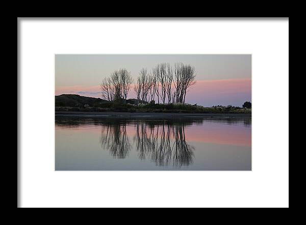 Sunset Framed Print featuring the photograph Whakatane River at sunset by Venetia Featherstone-Witty