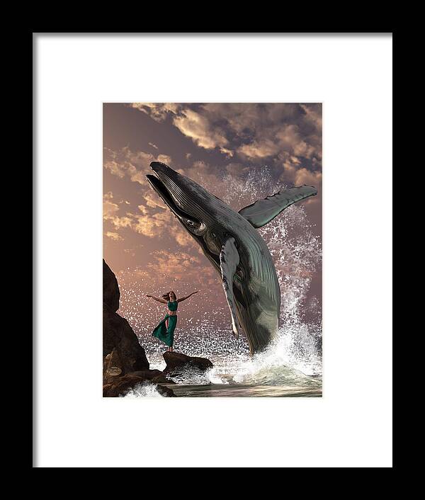Whale Framed Print featuring the digital art Whale Watcher by Daniel Eskridge
