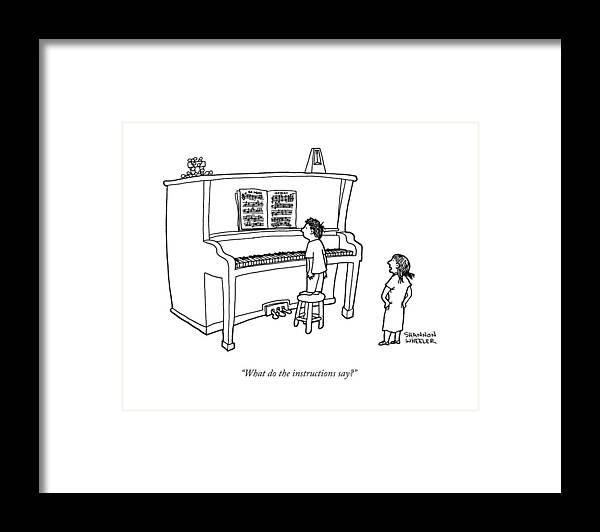 What Do The Instructions Say? Framed Print featuring the drawing What Do The Instructions Say? by Shannon Wheeler