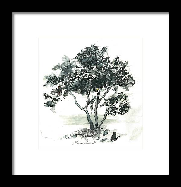 Tree Framed Print featuring the painting Studying the Menu by Maria Hunt