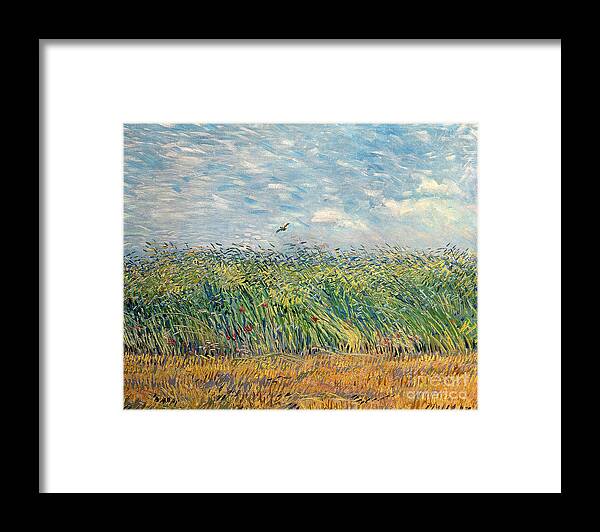 Post-impressionist Framed Print featuring the painting Wheatfield with Lark by Vincent van Gogh