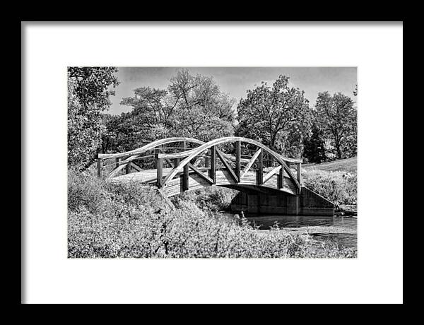 Wheaton Framed Print featuring the photograph Wheaton Northside Park Bridge Black and White by Christopher Arndt