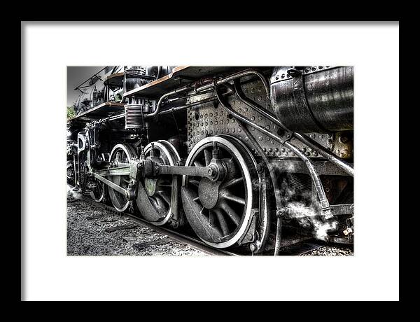 Steam Train Framed Print featuring the photograph Wheels by Deborah Ritch