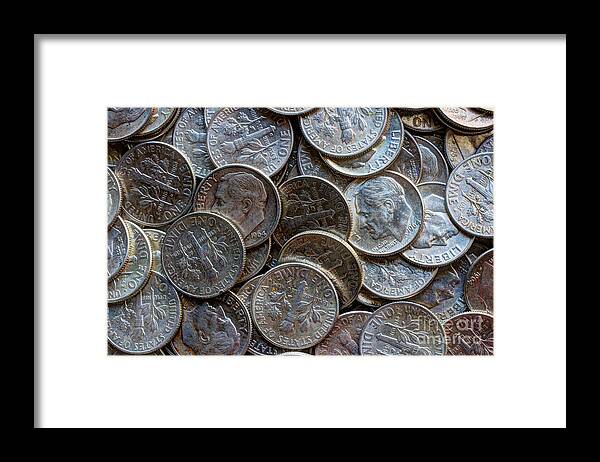 Silver Framed Print featuring the photograph When Dimes Were Made Of Silver by Heidi Smith
