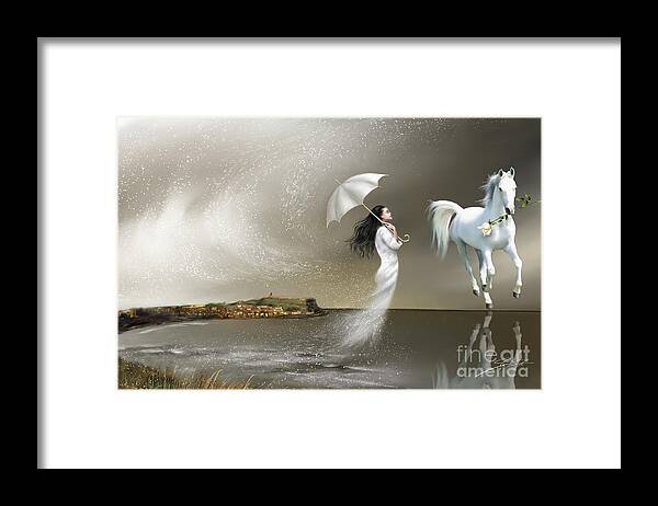 Surrealism Framed Print featuring the painting When it Snows in Scarborough by Artificium -