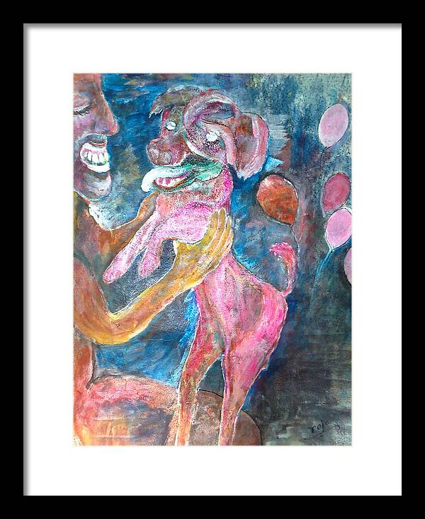 Abstract Framed Print featuring the painting When She Was Alive We Laughed A Lot by Subrata Bose