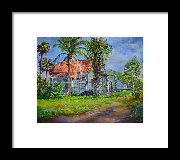 Florida Landscape Painting Framed Print featuring the painting When the Cow came Home by AnnaJo Vahle