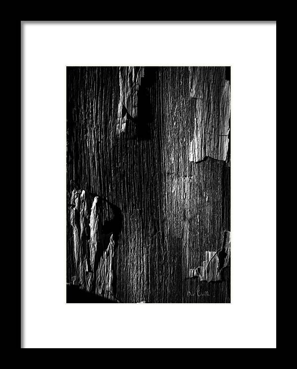 Abstract Framed Print featuring the photograph White Chip Paint On The Old Red Barn by Bob Orsillo