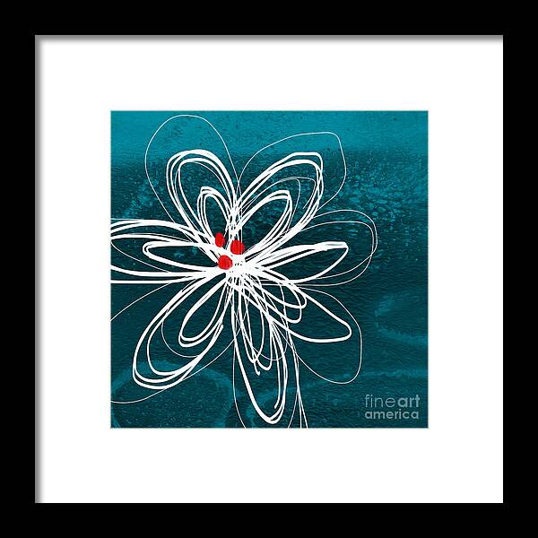 Abstract Framed Print featuring the painting White Flower by Linda Woods