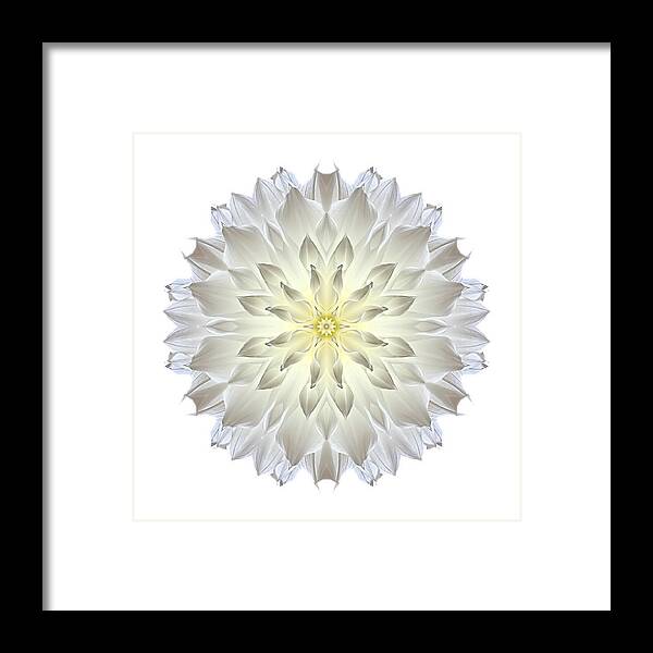 Flower Framed Print featuring the photograph Giant White Dahlia I Flower Mandala White by David J Bookbinder