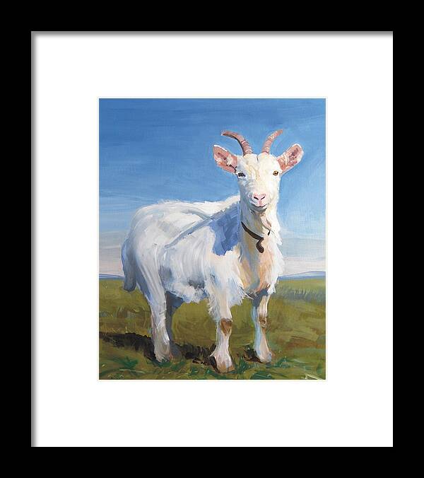 Goats Framed Print featuring the painting White Goat by Mike Jory