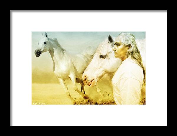 Digital Framed Print featuring the photograph White Horses by Robert Michaels
