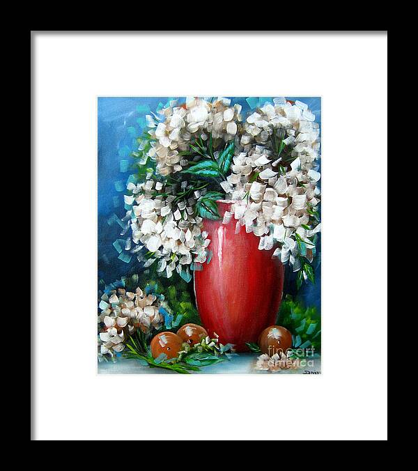 Flowers Framed Print featuring the painting White Hydrangeas by Bella Apollonia
