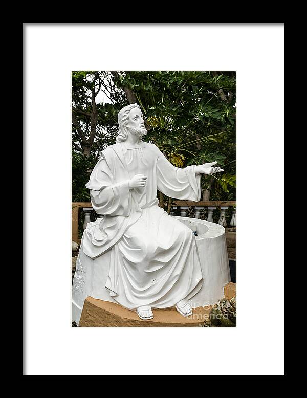 Apostle Framed Print featuring the photograph White Jesus statue by Tosporn Preede