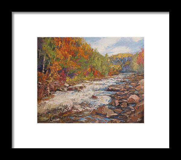 Sean Wu Framed Print featuring the painting White Mountain Stream by Sean Wu